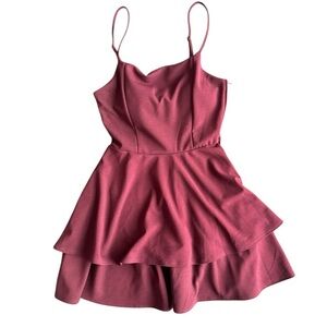 Alter'd State Skater Dress Size Medium, Maroon, Stretchy, Open Back, Bow Detail